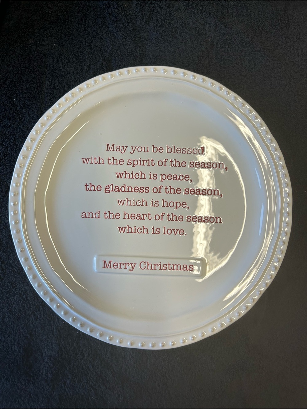 Mud Pie 12” Ceramic Christmas Blessing Plate. EUC
